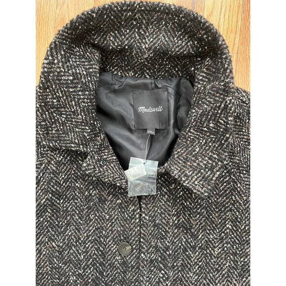 New MADEWELL Mens M Raglan-Sleeve Topcoat Italian Brown Tweed - Picture 3 of 3